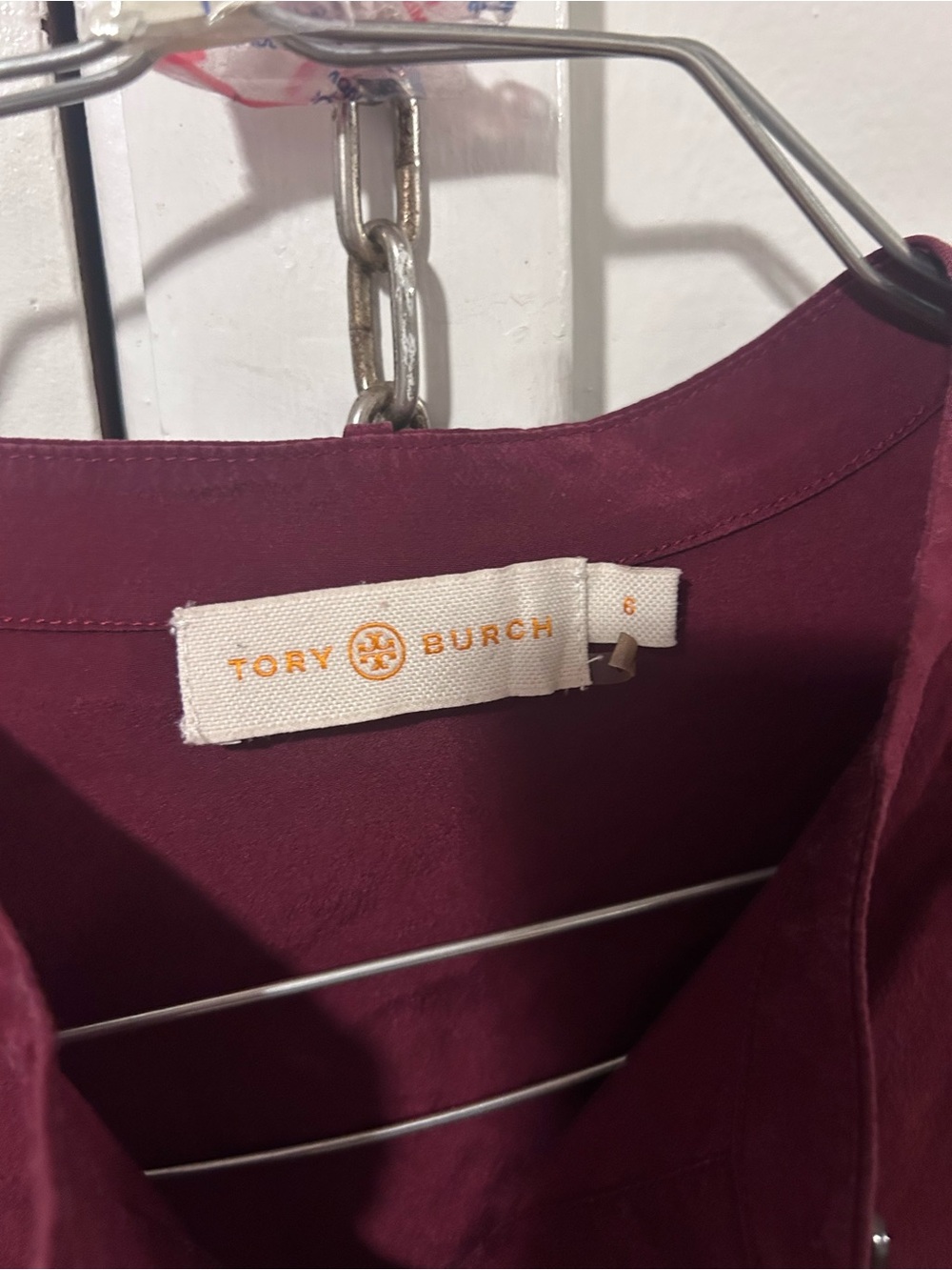 Tory Burch Deep Wine Button-Front Blouse - Picture 2 of 3